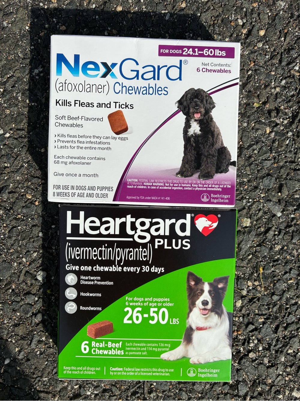 Nexgard 24.1-60 lbs & Heartgard Plus 26-50 lbs 6 month supply each Bundle